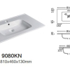 Lavabo de baño rectangular con montaje en la parte superior