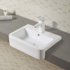 Lavabo artístico de cerámica blanca, de fácil limpieza, de diseño clásico y rectangular moderno