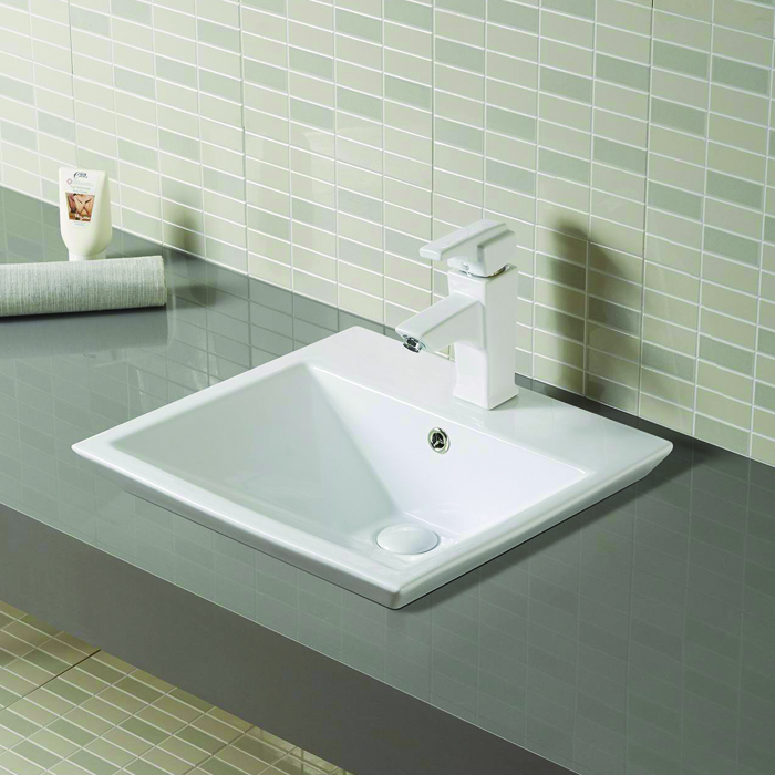 Lavabo de cerámica cuadrado para baño de sobremesa