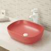 Lavabo de baño de encimera de porcelana vítrea sin rebosadero