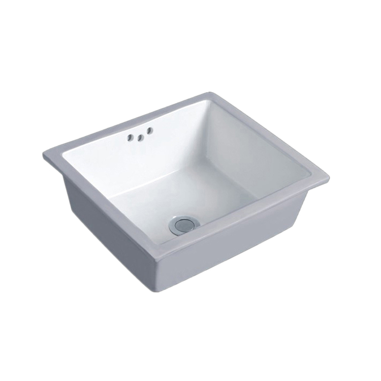 Lavabo de baño rectangular bajo encimera de porcelana vítrea