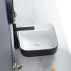 Lavabo de baño moderno de cerámica negra con montaje superior