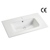 Mueble de baño con encimera de porcelana vítrea rectangular, lavabo