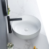 Lavabo de cerámica para baño de diseño lujoso, redondo, de color gris, con superficie esmaltada mate