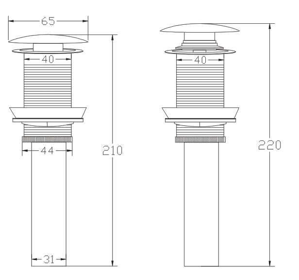 desagüe de lavabo emergente con rebosadero