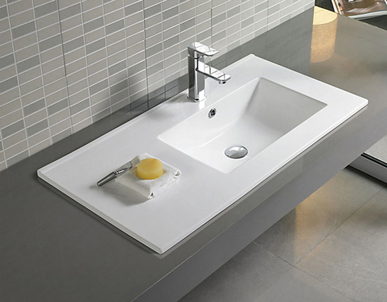 Lavabo de baño rectangular con encimera