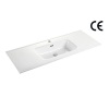 Mueble de baño con encimera de porcelana vítrea rectangular, lavabo