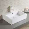 Lavabo de cerámica rectangular moderno con acabado blanco para encimera