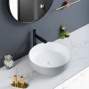 Lavabo de cerámica para baño de diseño lujoso, redondo, de color gris, con superficie esmaltada mate