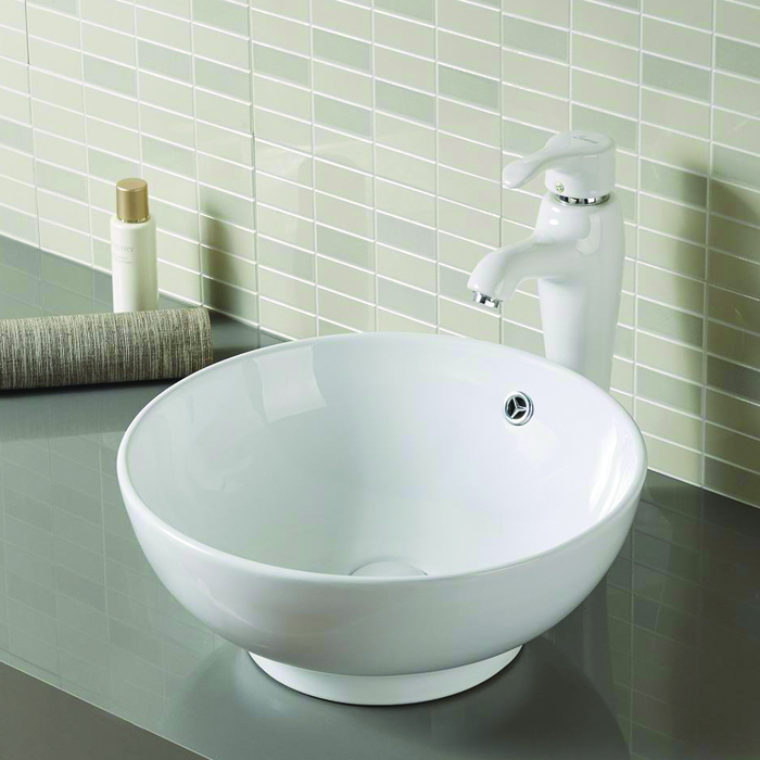 Lavabo de cerámica de porcelana blanca con diseño artístico