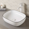 Lavabo de baño de encimera de porcelana vítrea sin rebosadero