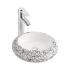 Lavabo de cerámica para lavabo de encimera de porcelana redonda