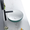 Lavabo independiente de encimera de cerámica verde redondo para baño