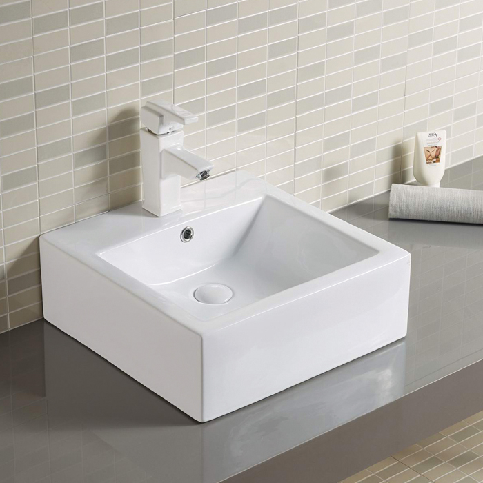 Lavabo de cerámica para baño con encimera