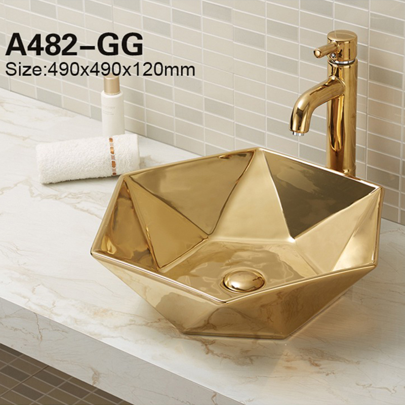 Designed Diamond Shape Vessel Bathroom Lavabo