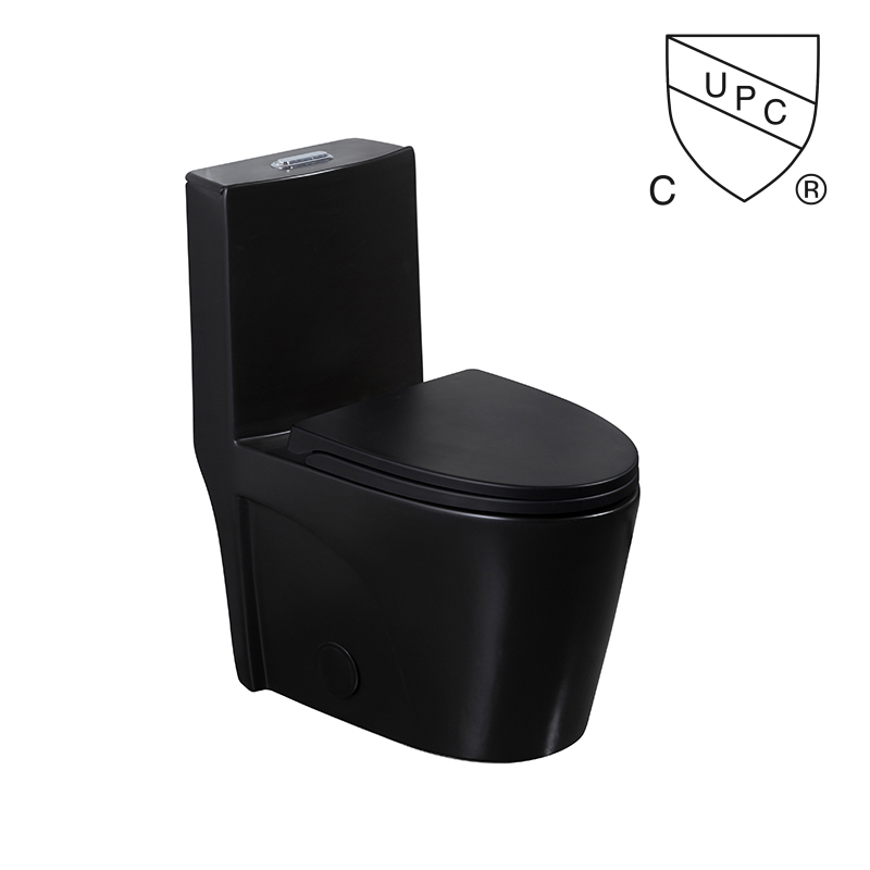 Dual flush WC one piece ceramic black toilet bowl