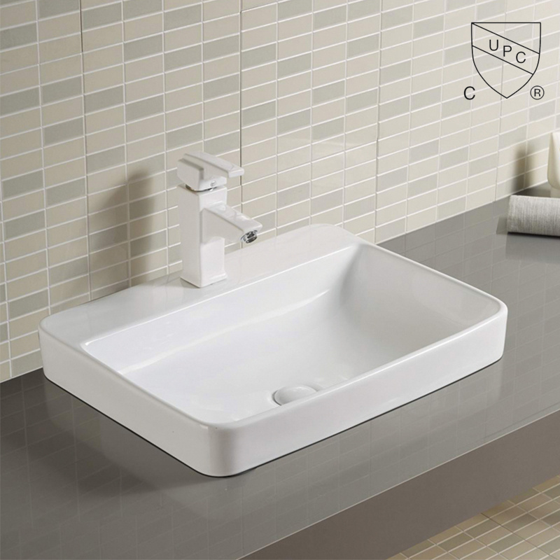 Contemporary Art Design Over The Counter Bathroom Sink With Durable Ceramic