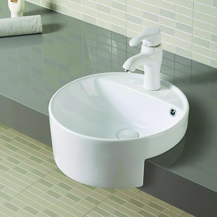 Round Wash Basin Designs Semi Recess Ceramic Sanitary Ware Bathroom Sinks