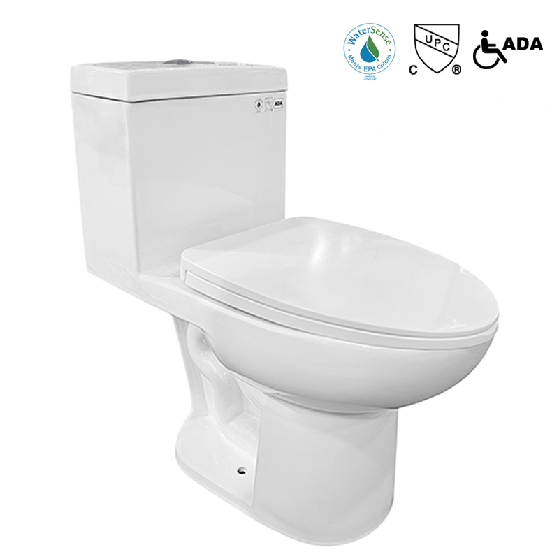 ADA Standard Ceramic Dual Flush Bathroom Floor Mounting One Piece Toilet Set